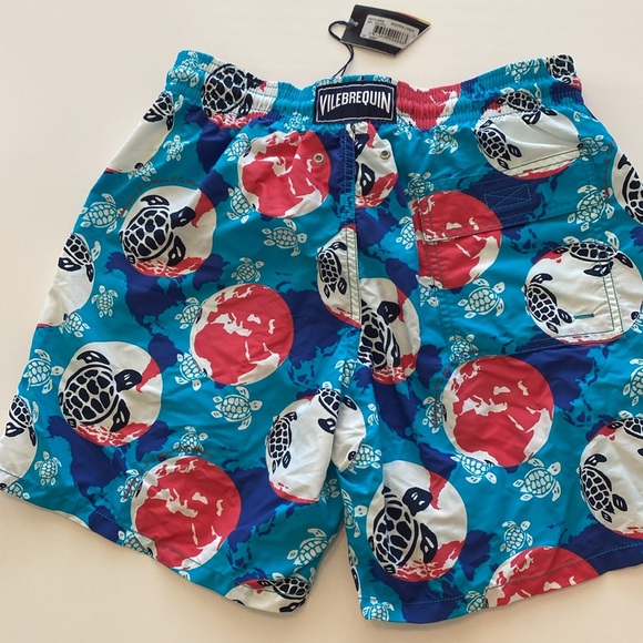 Vilebrequin Swim trunks Turtle Print Azurin Moorea New - Picture 4 of 6